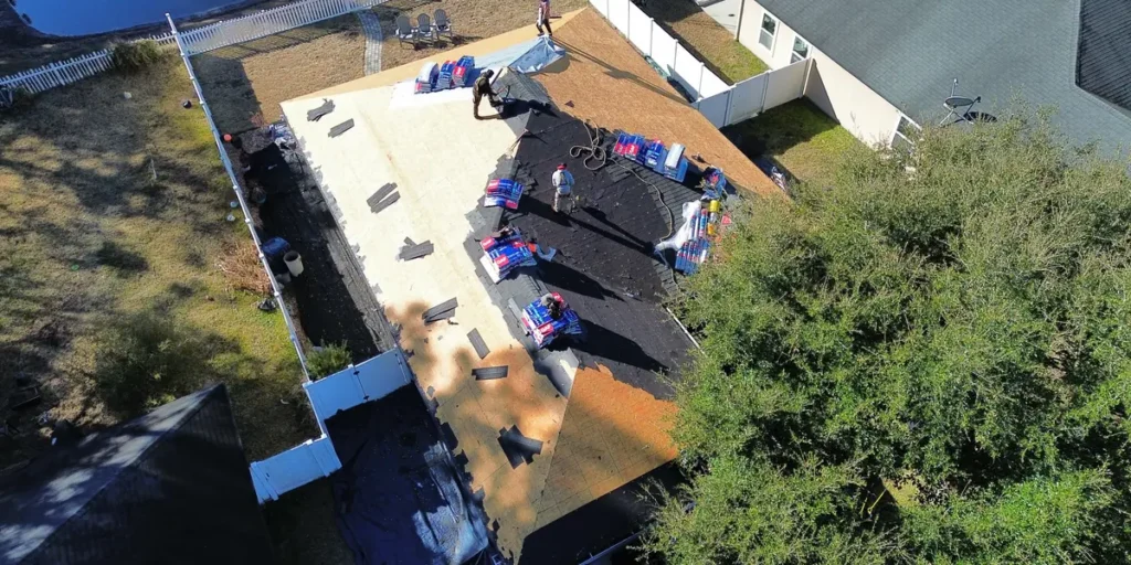 Low slope commercial roof installation by LePierre Roofing