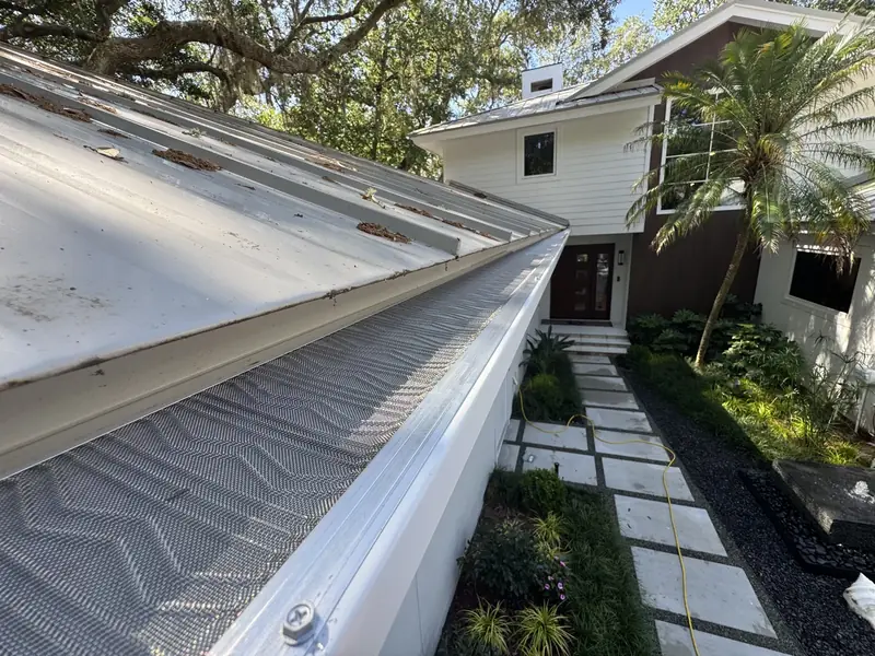 Gutter guards installed on seamless gutters by LePierre Roofing