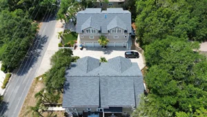 Townhome roof replacement by LePierre Roofing